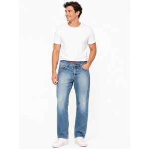 Bartack Mens Distressed relaxed Straight Leg Jeans Size 36 Blue Denim Mid Wash
